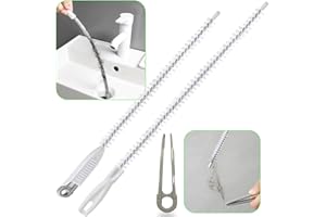 OHROMCOLI Drain Cleaner Spiral, 60 cm & 45 cm Pipe Cleaning Spiral 2 Pieces, Plastic Spiral Drain Pipe Cleaning for Thinner Pipes (> 0.4 Inches), Drain Cleaner Hair for Sewerage, Kitchen, Sink, Bathtub