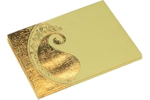 INDIABAZAAR 5 x Indian Shagun Gift Envelopes Small Mini Colourful Gold Paisley Print Money Wallet Gift Envelopes for Cash Gift Indian Wedding Anniversary Diwali Birthday Invitation Envelopes Covers (Light Green)