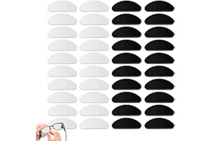 Fuoxul 20 Pairs Silicone Glasses Nose Pads Stop Glasses Slipping Down Nose Spectacle Nose Pads for Glasses Stick On Adhesive Nose Pads for Glasses D Shape Soft Nosepad (Clear & Black)