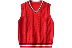 SHENGWAN Chaleco de Punto Infantil Niño Niña Cuello en V Jersey Pullover Sin Manga Suéter