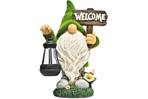 apofly Gnomi da Giardino con Resina a Luce Solare Statue gnoma Divertente Outdoor Cortile Decorazioni Lanterna,Nani da Giardino Esterno,Gnomo da Giardino,Statue da Giardino Esterno