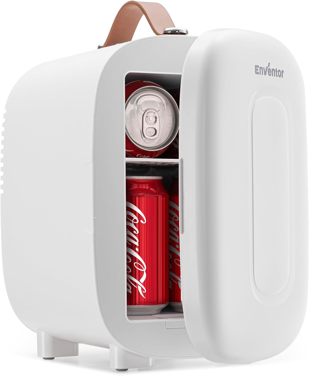 Enventor Mini Fridge 4 Litre/ 6 Can, AC+12V DC Power, Portable Cooler & Warmer, Small Fridge for Bedrooms, Car, Skincare, Fruit and Drinks, White
