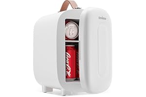Enventor Mini Fridge 4 Litre/ 6 Can, AC+12V DC Power, Portable Cooler & Warmer, Small Fridge for Bedrooms, Car, Skincare, Fruit and Drinks, White