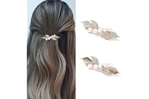 Runmi 2 Pcs Pearl Hair Claw Clips Butterfly Hair Catch Strong Hold Hair Clips for Women and Girls