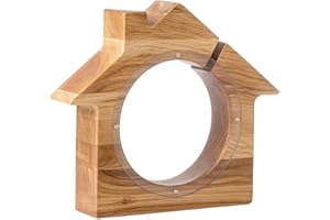 ‎CARLSO Carlso Haus Spardose aus Holz für Kind, Geburtstag, Geburt, Party (Haus ohne Beschriftung)