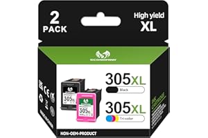 Economink 305XL Regenerowane wkłady atramentowe, 305 XL czarne i kolorowe wkłady atramentowe HP 305, do DeskJet 2700 2710 2721 2723 2720 2722 Plus 4110 4120 4100 Envy 6000 6020 Pro 643 0 6400 0