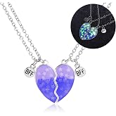 Unique Magnetic Necklaces for 2 Girls Friendship Jewelry for Best Friends Luminous Heart Unicorn 3D Butterfly Pendants Birthd
