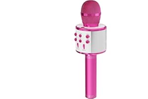 BIZCASA Portable Bluetooth Microphone For Kids Karaoke Wireless Microphone for kids Adults,Mic Speaker Machine,KTV,Home PC/Android/IOS Smartphone Bluetooth Microphone for Party,Singging,Recording (pink)