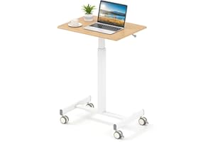 COSTWAY Stehpult höhenverstellbar, Stehtisch mit Rollen, 65 x 48 cm, Steh-Sitz Schreibtisch, Betttisch, mobiler Laptoptisch für Wohnzimmer, Schlafzimmer