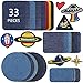 Produktbild KYONANO Patch zum Aufbügeln, 26 + 7 Stück, Denim Baumwolle Bügelflicken, Aufnäher Patches, Gestickte Applikation, Aufbügelflicken für DIY T-Shirt Jeans Reparatur
