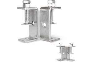 AKOLAFE 4 Stück C Klemme 65mm C Zwingen 304 Edelstahl Schraubklemme Roubste Trägerklemme Silbrige Tischklemme 37-62mm Schraubzwinge Für Holzbearbeitung, Schweißtischlerei, Tischlerei