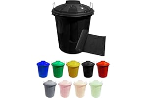 Jardin202 - Cubo Basura de plástico con Tapadera | Cubo almacenaje y reciclar (Negro. 70 litros + Bolsas)