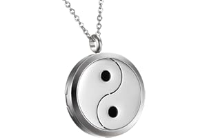 Flongo Duft Kette Aromatherapie Aroma: Halskette für Ätherische Öle Edelstahl Herz Duftkette Diffuser mit 6 Farbigen Filz Pads ölpads Silber für Damen Frauen