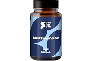 ‎SINOPLASAN Nattokinase 100mg pro Kapsel | vegan | 20.000 FU | ohne Vitamin K1 & K2 | ohne mikrokristalline Cellulose & Magnesiumstearat | 240 Kapseln