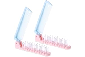 STYQUENZER Lot de 2 mini brosses à cheveux pliables et portables - Petit peigne de poche - Brosse à cheveux de voyage - Double tête - Peigne à dents fines - Petite brosse à cheveux pour femmes et hommes