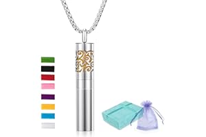 Aromathérapie Huile Essentielle Diffuseur Pendentif Collier, LURICO Acier Inoxydable Cadeau de Noël Bijoux avec chaîne de 54 cm et 8 Tapis De Feutre De Couleur