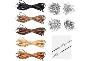 TSASWEET 5 Corda di Cuoio Cordoncino in Pelle Piatta Cordoncino Cuoio a 5 Colori Cordino per Lavori di Creazioni per Gioielli per Collane Braccialetti Fai da Te, 2.6mm*5m