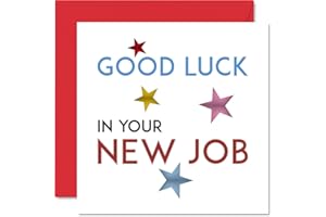 STUFF4 Kartki pozostawiające szczęście dla kolegów kobiet mężczyzn - 'Good Luck New Job' - przepraszamy za pozostawienie szczęścia w nowej karcie z pracy, 145 mm x 145 mm kartki okolicznościowe, śmieszne prezenty z życzeniami