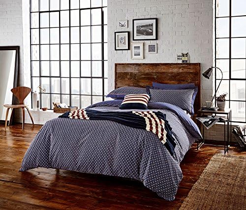 Peacock Blue Loft Berkeley Duvet Cover Set, Polyester-Cotton, Navy, Super King