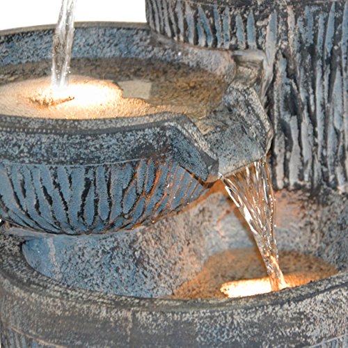 Gartenbrunnen 3 Schalen Wasserfall Wasserspiel beleuchtet - 3