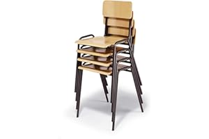 CERTEO Sedia impilabile, in legno di faggio, compensato – Confezione da 4 PZ – Struttura graubraun – Visitatori in legno Sedia impilabile Sedia in legno Sedie Impilabili mensa Sedia impilabile Sedia