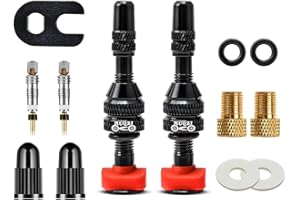 MUQZI Lot de 2 kits de valve tubeless français avec valves de vélo et adaptateur de valve de vélo, noir (40 mm)