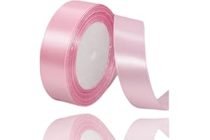 ALOHOVME Nastri Rosa 20mm, 23 metri Nastro di Raso Rosa per l'imballaggio di regali, Artigianato fai da te, Bows Making, Mazzi di fiori, Palloncini, Festa nuziale e Decorazioni per torte