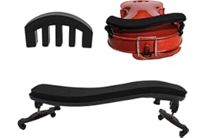 KEYQUEEN Violin Shoulder Rest for 4/4 and 3/4 Size, Adjustable and Collapsible Feet Violin Shoulder Rest with Practice Mute Comfortable Foam Pad EVA Foam and Hard Rubber (with Mute)