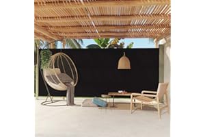 puraday 220x500 cm Seitenmarkise Ausziehbar Schwarz Terrassen-Sichtschutz Balkon Seitenwand Stilvolle Seitenmarkise Wind- Und Sonnenschutz Sichtschutz Und Einfache Installation