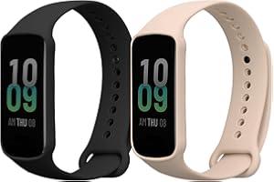 kwmobile Paski kompatybilne z zegarkiem Amazfit Band 7, 2 x zamienne silikonowe paski do zegarka, czarny/beżowy, Large