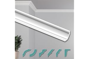 HEXIMO Deckenleisten modern XPS Styropor weiß, 2 Meter Stuckleisten Sytroporleisten Zierleisten Stuck Eckleisten (20 Meter Deckenleisten ZG22)