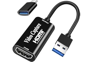 Video Capture Card, Fulfalic 4K HDMI auf USB Capture Card, Full HD 1080p Capture Card, HDMI Video Game Capture zum Bearbeiten von Video/Spielen/Streaming/Online-Unterricht(Schwarz)