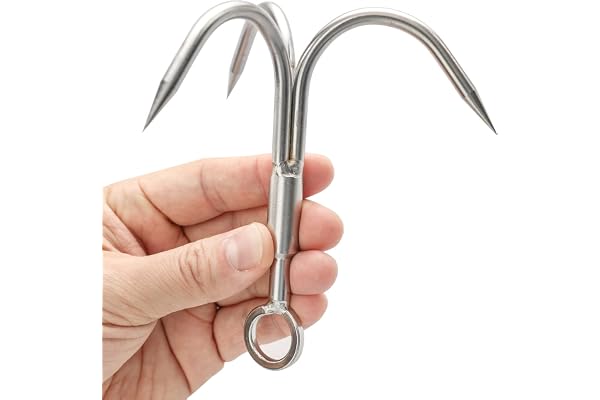 Grappling Hook Grapnel Crochet d'escalade 3 griffes en acier inoxydable Crochet d'escalade Arbre Grimpage Crochet trésor Récupération Survie et Pêche