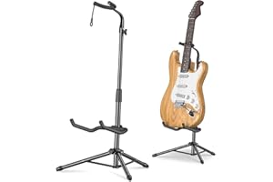 New Bee Soporte de Guitarra Suelo Universal Guitar Stand Ajustable en Altura, Plegable，Estable y Robusta para Guitarra Acústica, Eléctrica, Clásica, Bajo