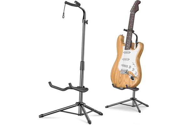 New Bee Soporte de Guitarra Suelo Universal Guitar Stand Ajustable en Altura, Plegable，Estable y Robusta para Guitarra Acústica, Eléctrica, Clásica, Bajo