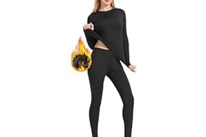 UNIQUEBELLA Womens Thermal Underwear Set,Crew Neck Long Sleeved Base Layer Top & Leggings Multifunctional Home Thermal Base Layers for Sports Skiing