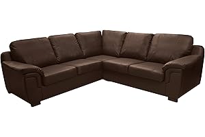 SOFAS AND MORE Dallas Chocolate Brown PU Leather Large corner Group Sofa Suite