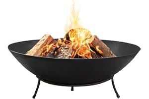 Köhko BOL à feu & Pit Marbela environ 50x50x24 cm en Acier avec 3 Pieds pour BBQ, Camping, feu de Jardin pour Charbon de Bois ou Bois avec Support