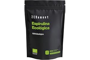 ZENEMENT 600 Comprimidos de Espirulina Ecológica - Alga 100% Eco de Alta Pureza - 3000 mg por Dosis - Saciante y Detox - Rica en Proteína Vegana - Sin Aditivos ni Alérgenos