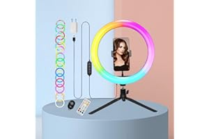 STARBEA Anillo de luz con trípode para teléfono móvil USB Enchufe Europeo 29,5 cm Anillo de luz para Selfie con Cable de extensión y Control Remoto para Youtube (Anillo de luz de 29,5 cm y trípode A)