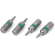 Sourcing Map 4er Set Schraubendreher-Bits – H4 Sechskant, 25 Mm Lang, 1/4 Zoll Schaft, Aus S2-Stahl, Magnetisch
