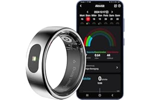 ‎NEWGEN MEDICALS Newgen Medicals Fitness-Ring für Herren: Fitnesstracker-Ring, Touch-Bedienung, Herzfrequenz, SpO2, 5 ATM, Gr.57 (Smart mit Herzfrequenzmessung, Pedometer, Smartwatch)