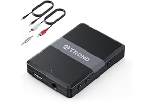 TROND Bluetooth Transmitter Receiver 5.0, 2-in-1 Wireless 3.5mm Audio Adapter, AptX Low Latency, Smart Codec Indicator, 2 Devices Simultaneously, for TV, Home Sound System