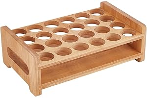 UNICRAFTALE Wooden Test Tube Rack 24-Holes Bamboo Multi-Use Cylinder Tube Display Racks 23x14.3x8cm Rectangle Razors Pencils Art Brushes Holder for Laboratory Home Crafting Potted Plant