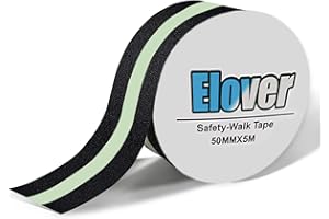 ELOVER Cinta de Agarre de Seguridad Antideslizante Cinta de Seguridad para Escenario Antideslizante Verde que Brilla en la Oscuridad Cinta de Escalera de Arena de Alta tracción 5 cm x 5 m