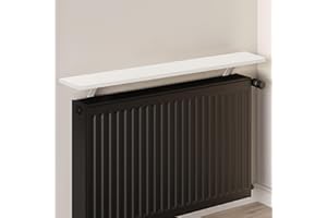 Loch & Skye Radiator Shelf MDF Wooden Floating Shelf with Brackets No-Drill Over Radiator Shelves for Heat Dissipation Floating Heater Top for Living Room, Bedroom, Home Decor (White, 90cm)