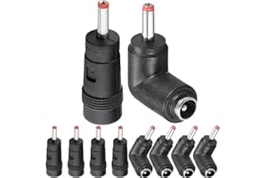 Xiatiaosann 5.5x2.1mm Female to 3.5x1.35mm Male DC Power Converter Adapter & 90 Degree Right Angle 5.5x2.1mm Female to 3.5x1.35mm Male DC Power Plug Jack Connector for DC Cable (10 Pack)