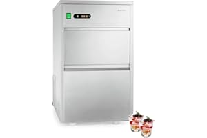 Klarstein Powericer XXL - Profi Eiswürfelmaschine, Eiswürfelbereiter, Ice Maker, 25 kg / 24 h,160 W, 6 kg Lagerfach, LED, geschmacksneutrale Auskleidung, sehr leise, Edelstahl, silber