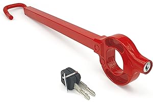 BLOKAUTO 571/B Barre Antivol Voiture Volant Pedale Original, Plus de Dissuasion Rouge Visible, Serrure Plus Pratique Pivotante, Bloque Blocage Anti Vol Bloc Pédale pour Auto, Fourgonnette, Camping Car