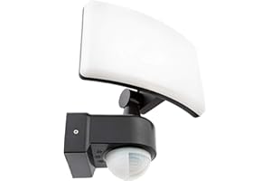 HUBER Reflektor LED z czujnikiem ruchu 360°, 20 W, 1800 lm, bardzo czuły (3 czujniki i soczewki matrycowe), ochrona przed skradaniem i ograniczenie obszaru, montaż ścienny i narożny, IP65, antracyt